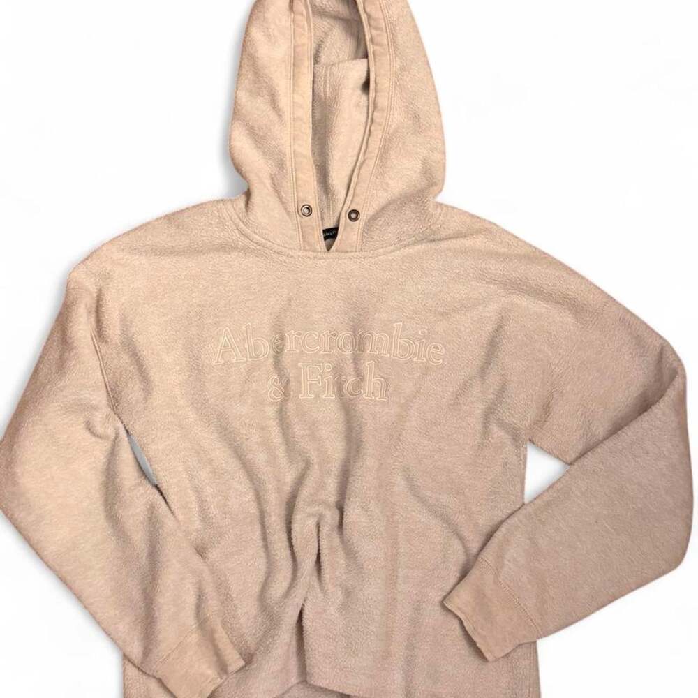 Abercrombie & Fitch Women's Grey and Cream Hoodie